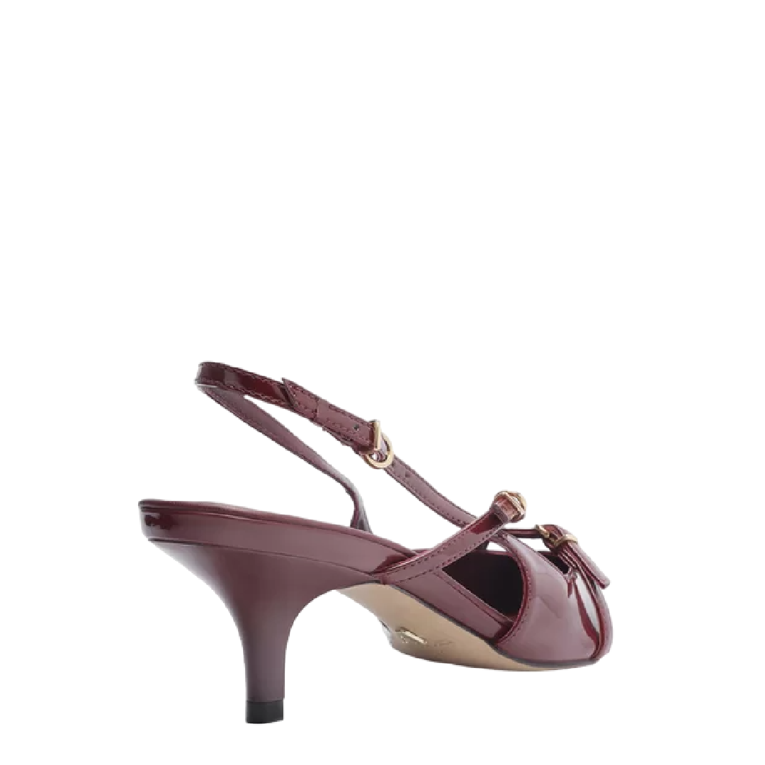 Scarpin Arezzo Bordô Verniz Salto Médio Slingback Amélia