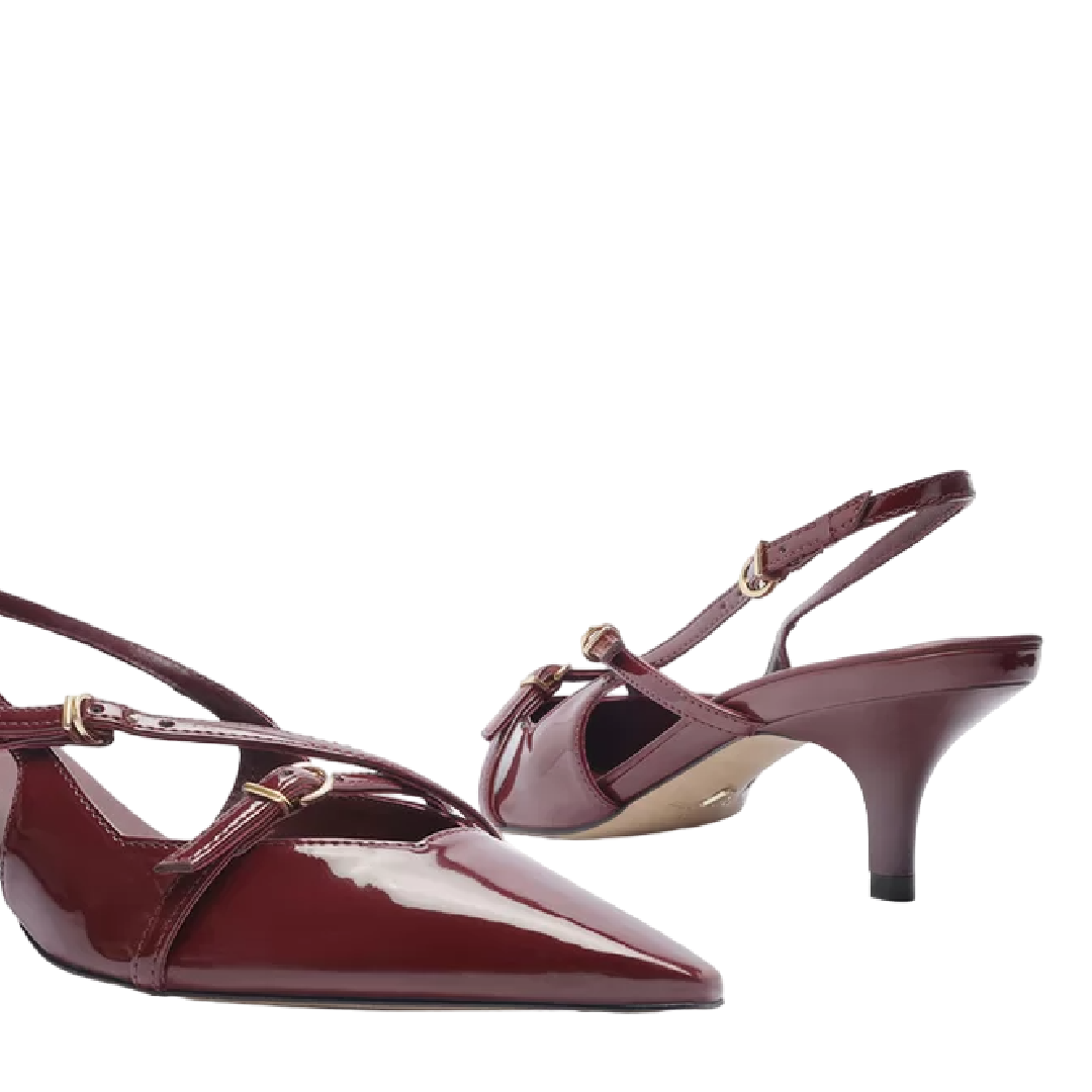 Scarpin Arezzo Bordô Verniz Salto Médio Slingback Amélia