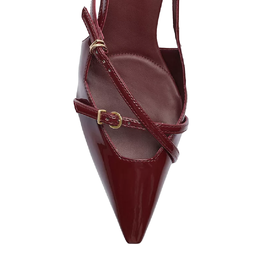 Scarpin Arezzo Bordô Verniz Salto Médio Slingback Amélia