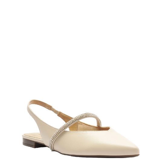 Sapatilha Anacapri Slingback Bico Fino Off White Brilho