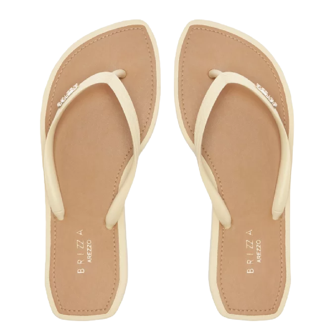 Chinelo de Dedo Brizza Arezzo Off White Leaf Recouro