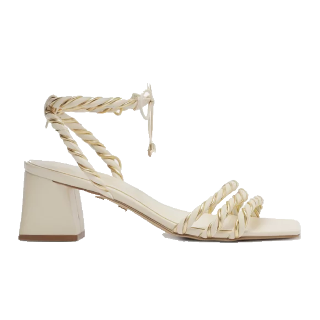 Sandália Arezzo Off White Bloco Tiras Torcidas Bicolor