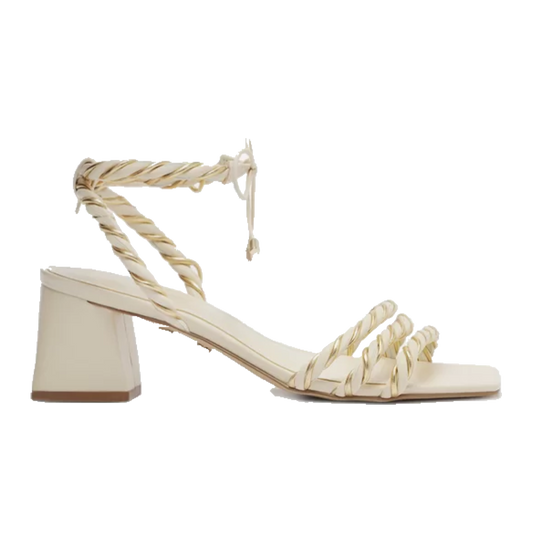 Sandália Arezzo Off White Bloco Tiras Torcidas Bicolor