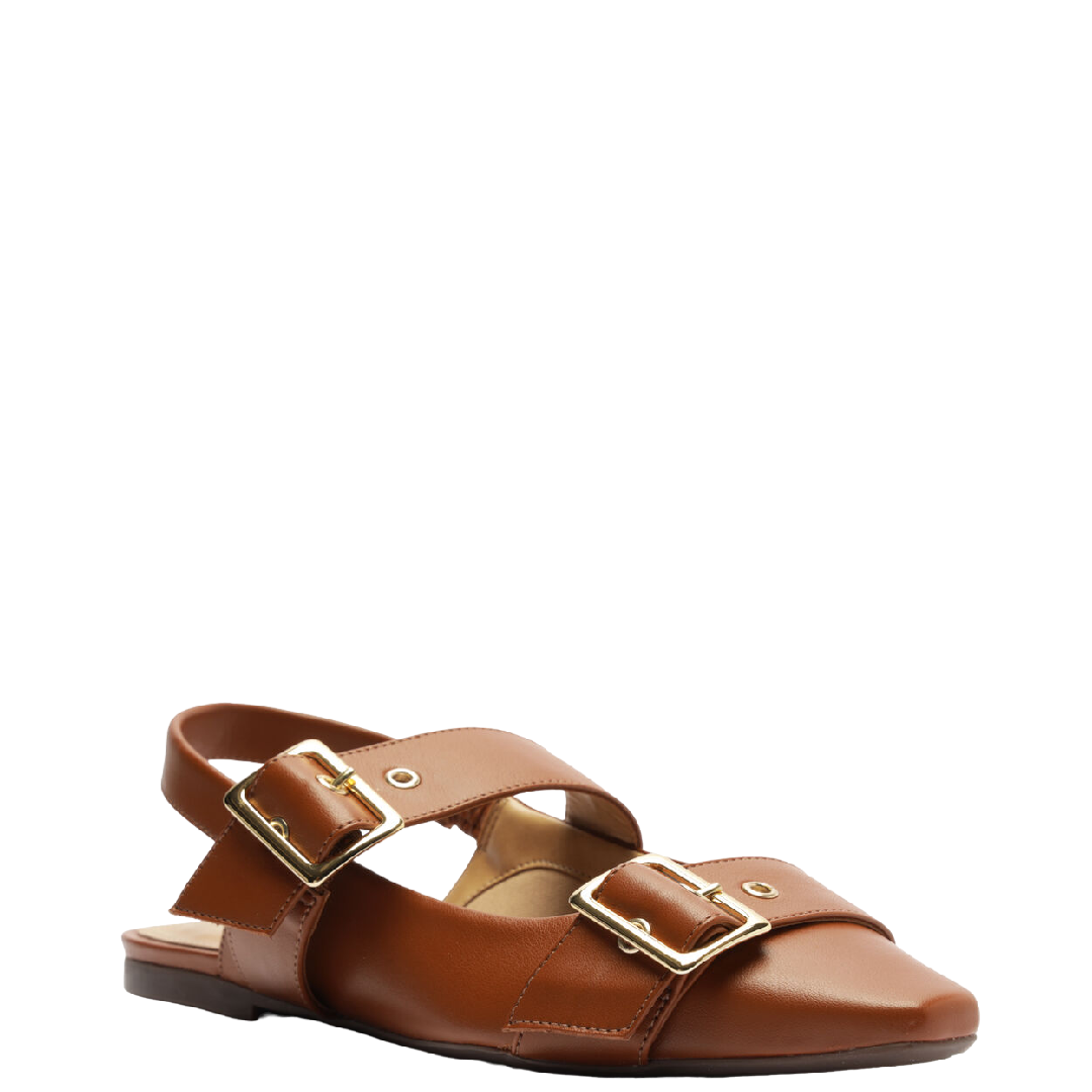 Sapatilha Slingback Anacapri New Box Tiras Fivela Marrom