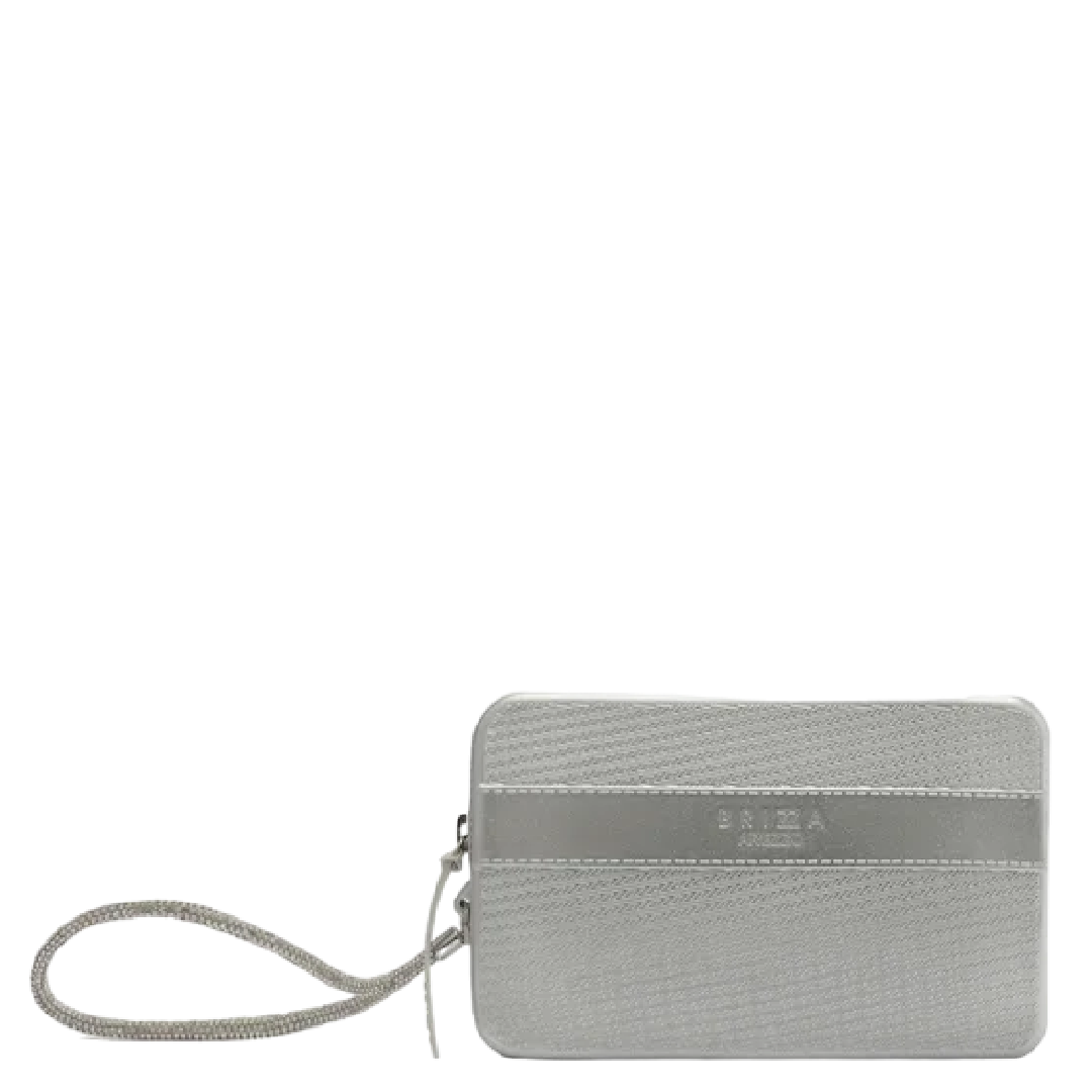 Clutch Brizza Arezzo Prata Metal Alça Malu Glam