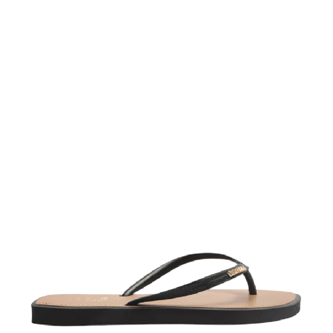 Chinelo de Dedo Brizza Arezzo Preto Leaf Recouro