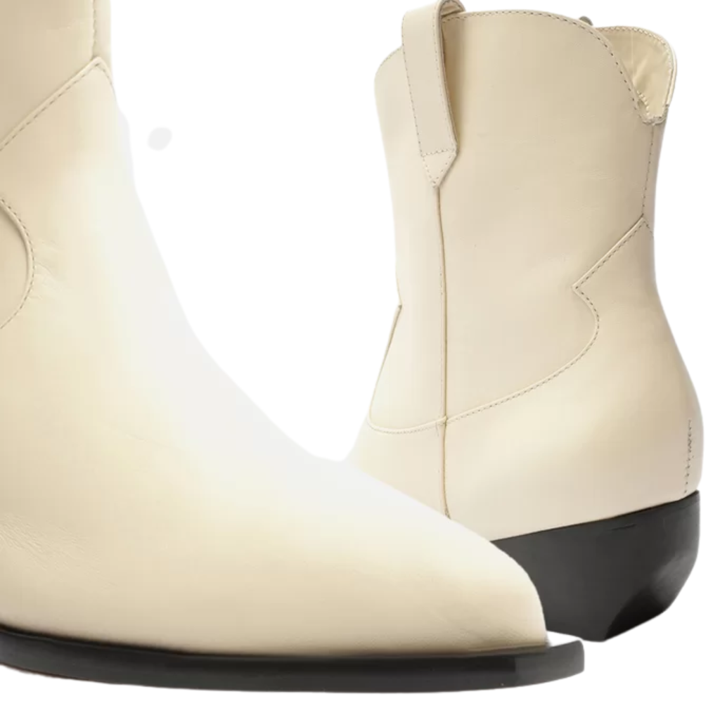 Bota Arezzo Off-White Couro Cano Curto Western