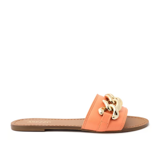 Rasteira Arezzo Laranja Flat Corrente